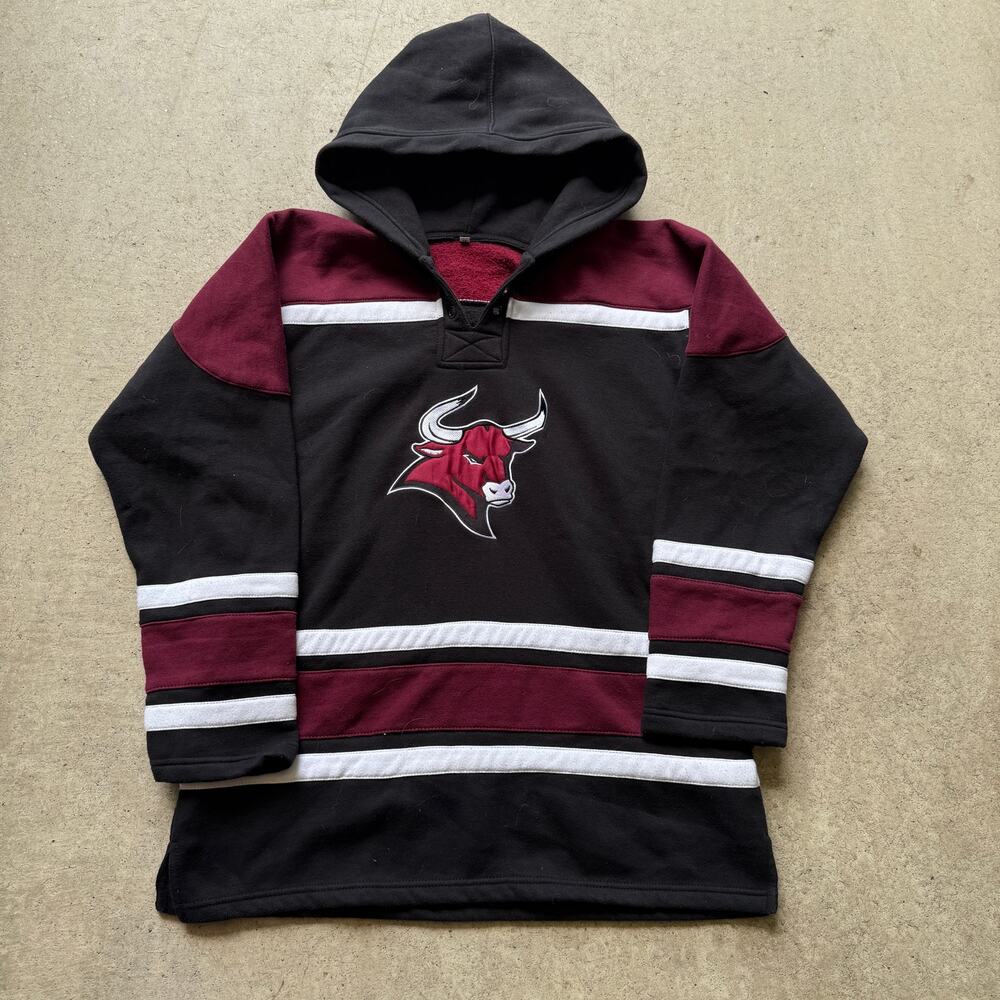 Men's Colorado Mesa Mavericks Black Red Hockey Hoodie Pullover Sweatshirt Sz 2XL